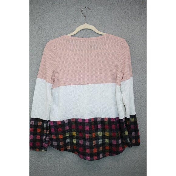 Miss 2 Day Waffle Knit Long Sleeve Top-Mixed Prints-Size Medium - Picture 8 of 10